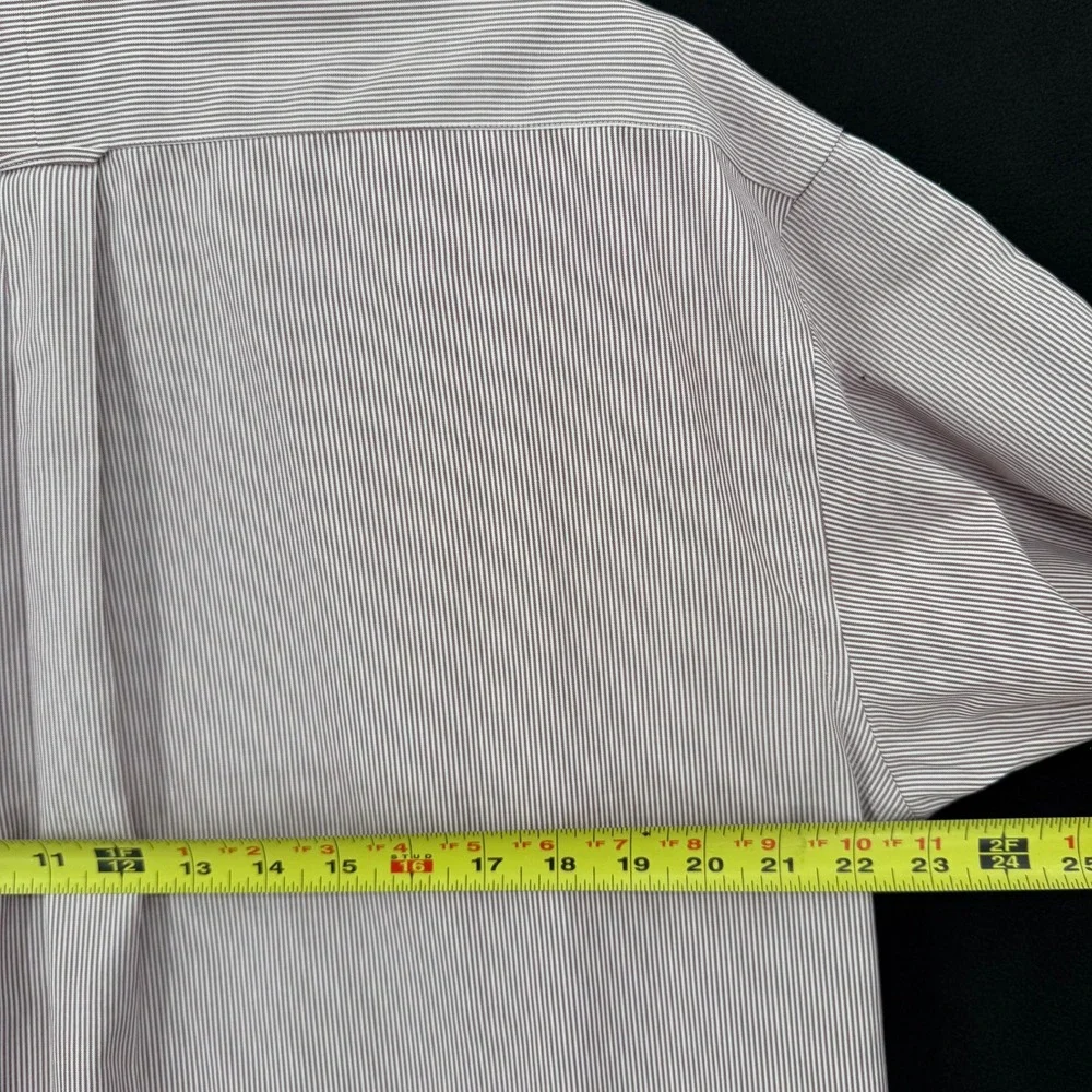 Roundtree & Yorke‎ Gold Label Mens 16 33 Non-Iron Pinpoint Stripe Shirt Burgundy